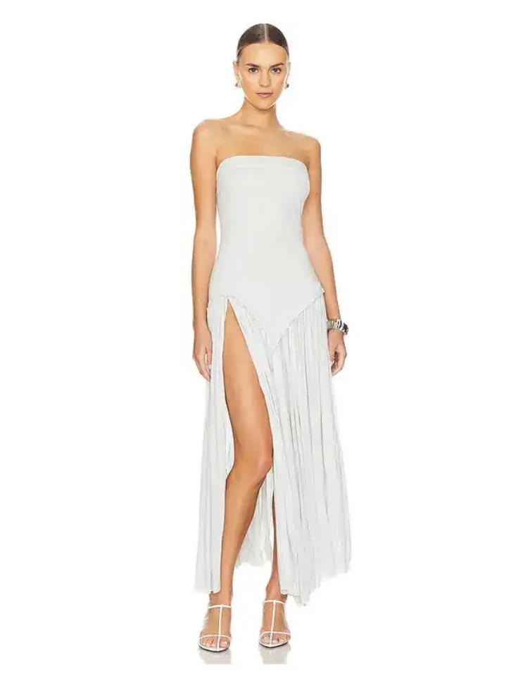 Belle Anna Lucille Maxi Dress Strapless Jersey High-Slit Knit Revolve Nwt S